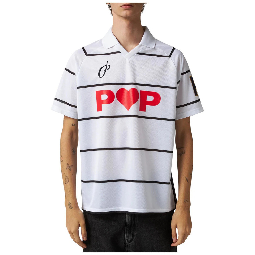 Pop Trading Company Men's Striped Sportif Shirt White